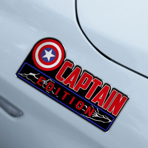 Alternative view of Captain America Edition Laser Engraved Car Name Badge
