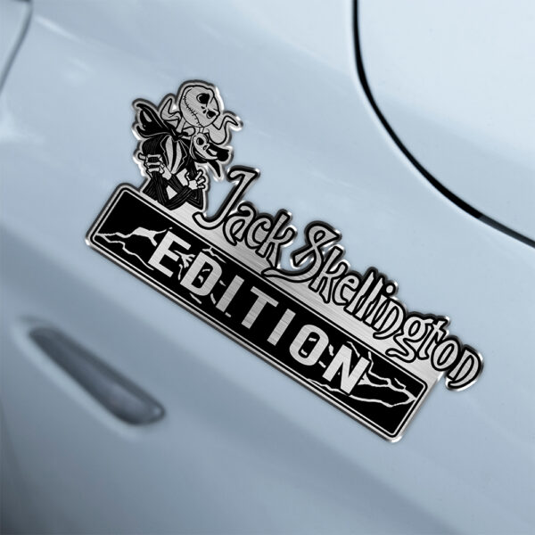 Personalized Jack Skellington Edition Laser Engraved or 3D Inlayed Car Name Badge - Image 2