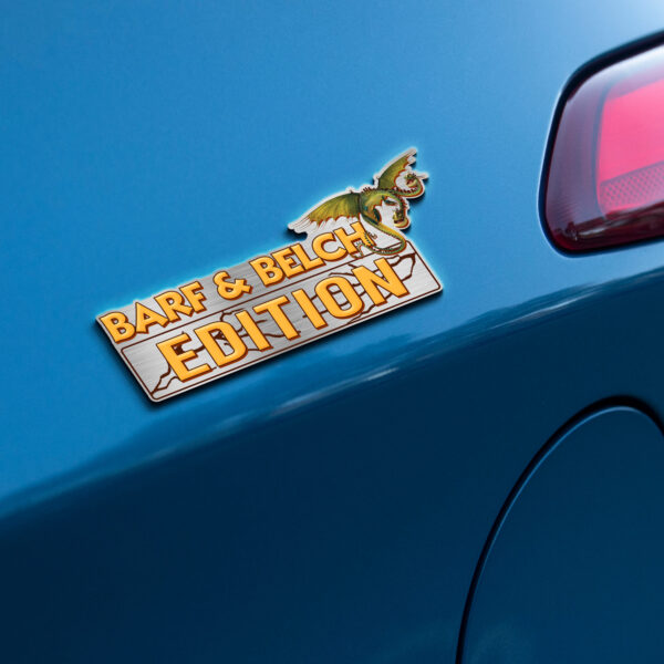 Barf & Belch Edition Laser Engraved or 3D Inlayed Car Name Badge - Image 3