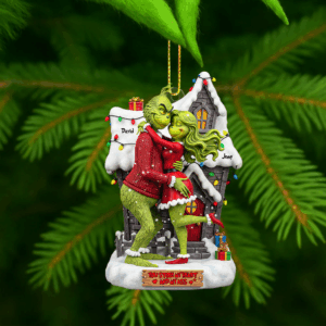 Alternative view of Personalized Green Couple You Stole My Heart Christmas Ornament