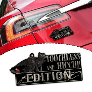Toothless And Hiccup Edition Laser Engraved or 3D Inlayed Car Name Badge