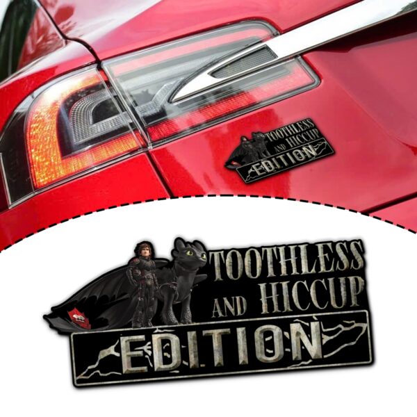 Toothless And Hiccup Edition Laser Engraved or 3D Inlayed Car Name Badge