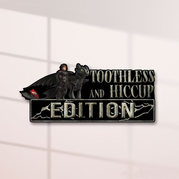 Toothless And Hiccup Edition Laser Engraved or 3D Inlayed Car Name Badge - Image 2
