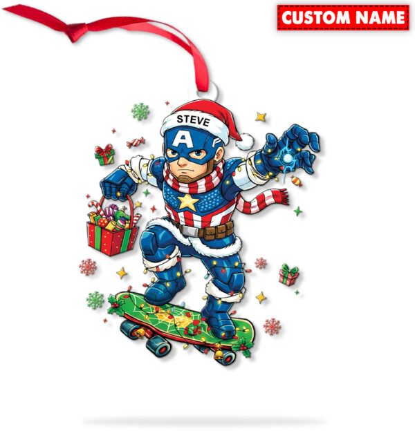 Personalized Captain America Christmas Ornament - Image 6