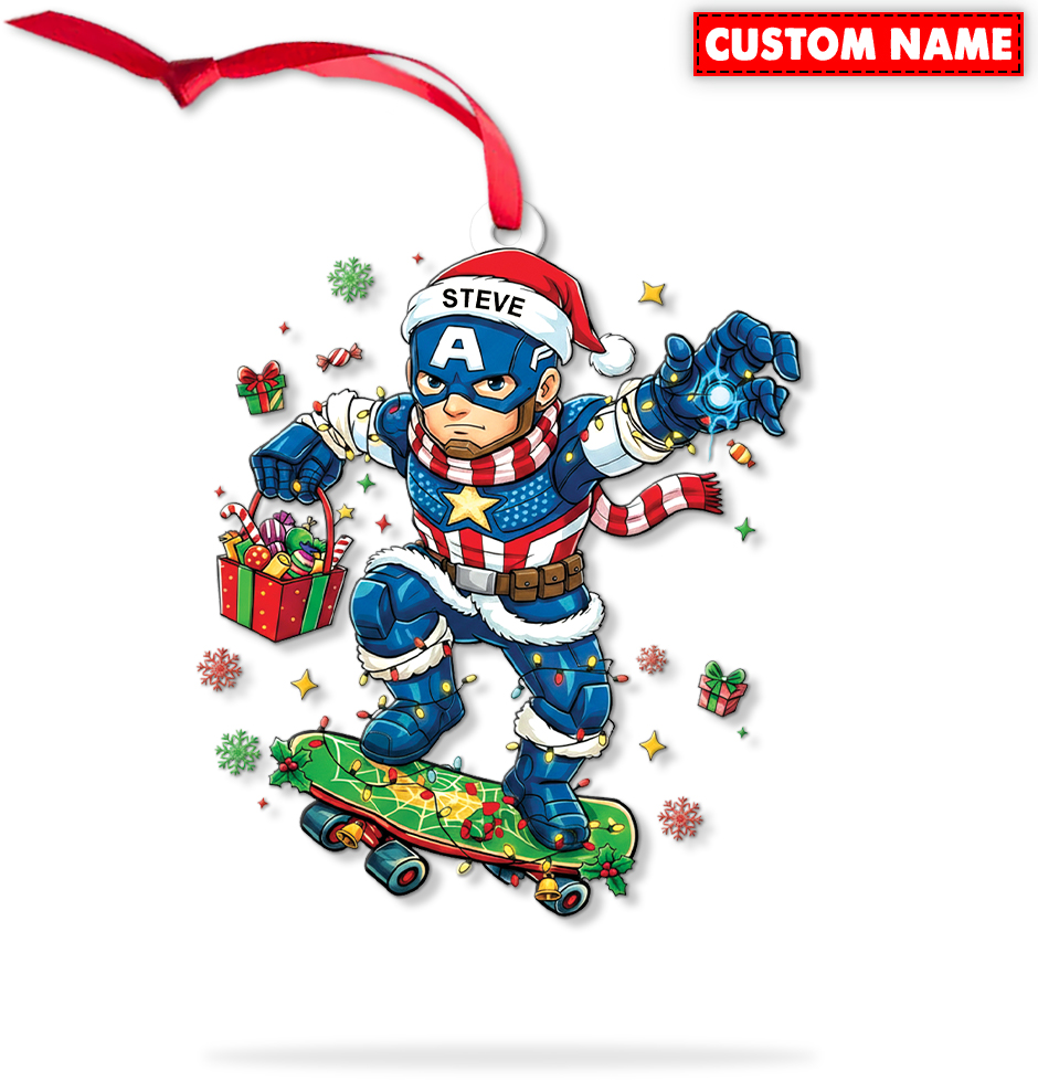 Personalized Captain America Christmas Ornament - Image 6