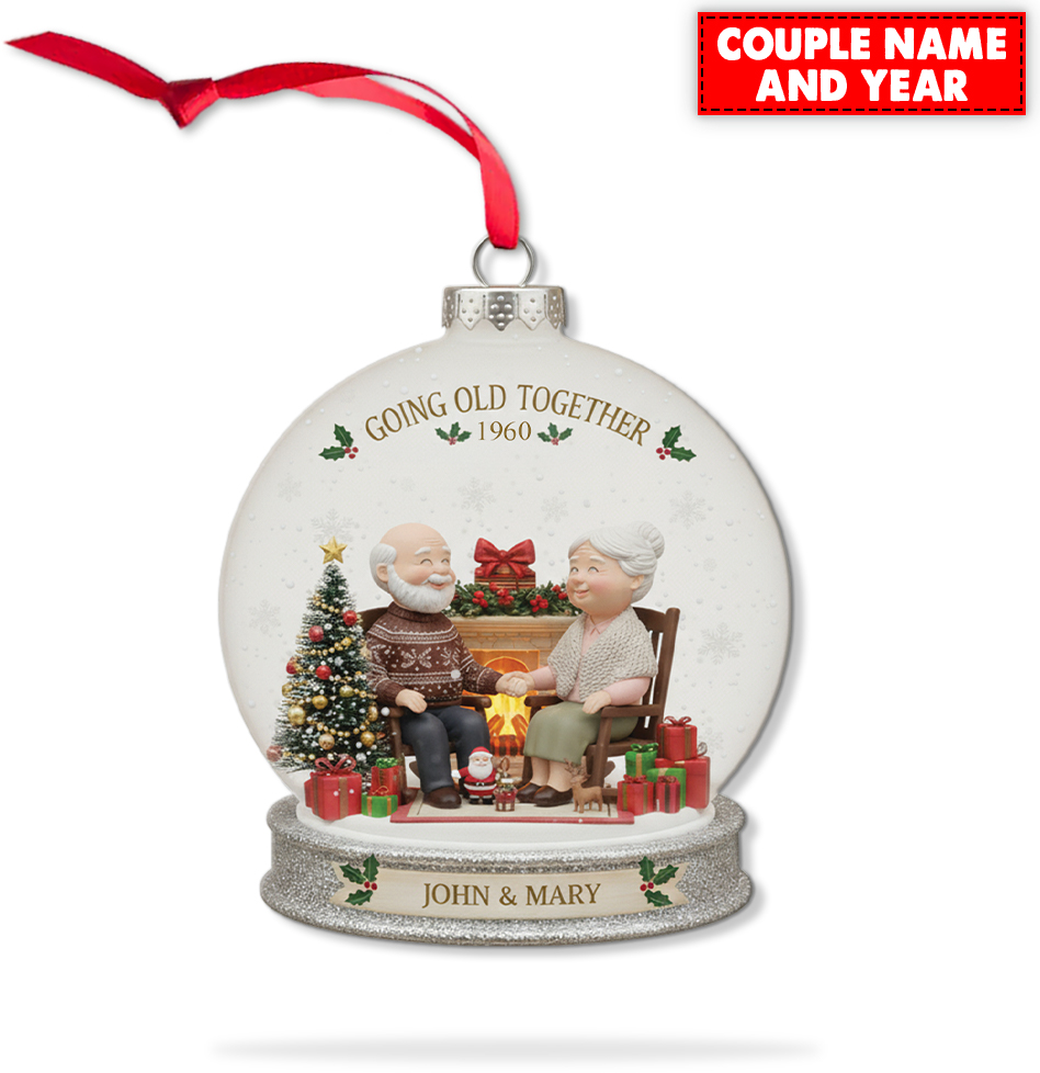 Personalized Going Old Together Couple Christmas Ornament - Image 7