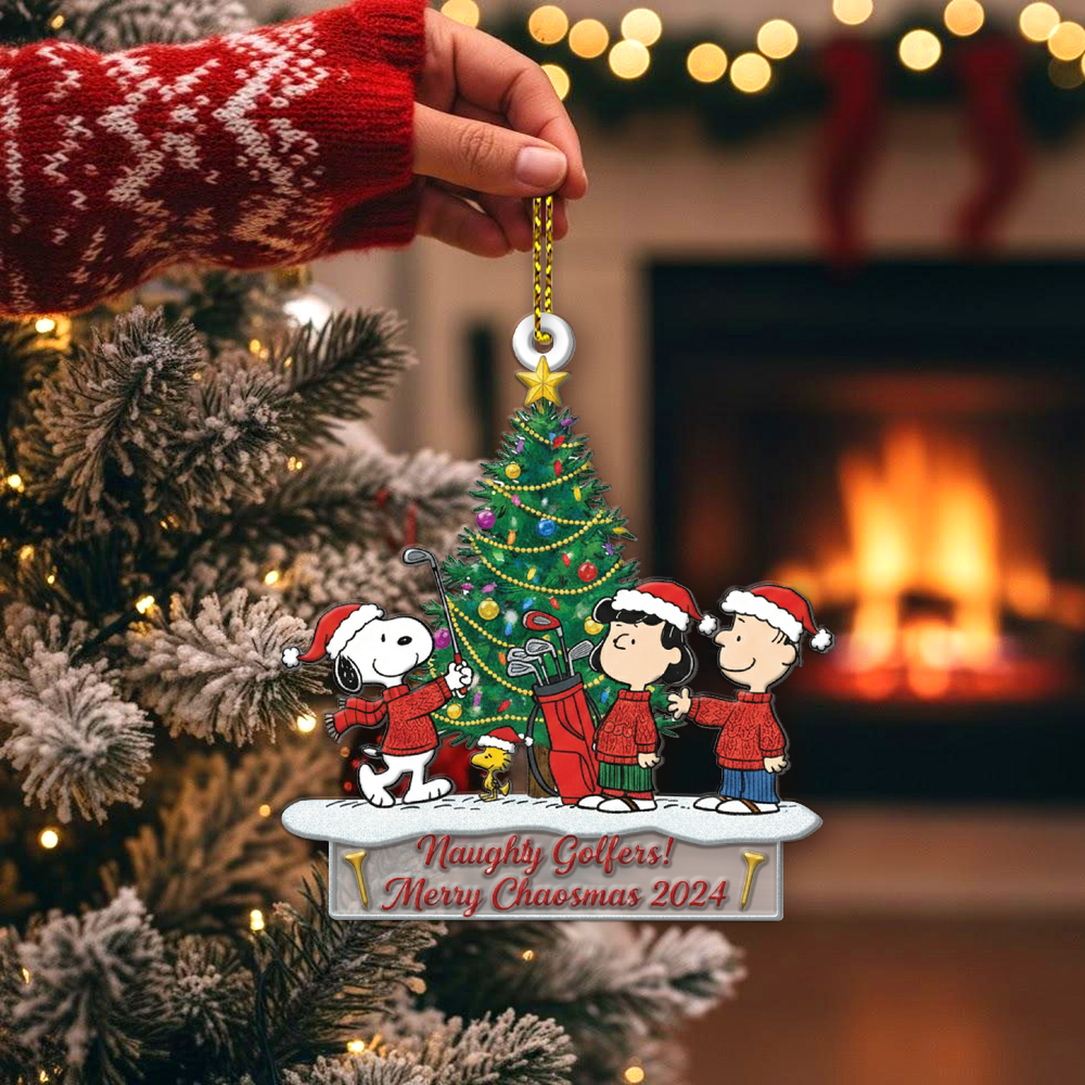 Snoopy Naughty Golfers Merry Chaosmas Christmas Ornament - Image 2