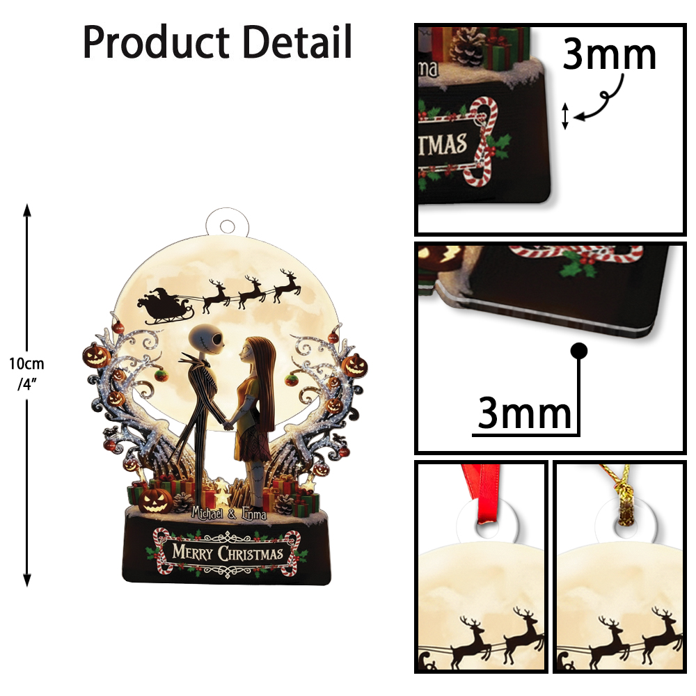 Personalized The Nightmare Before Christmas Couple Jack And Sally Christmas Ornament - Image 5