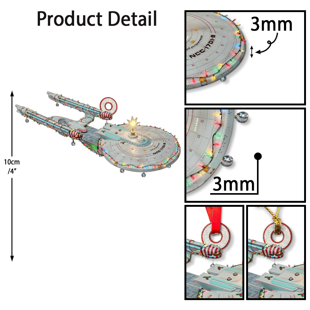 Star Trek U.S.S. Enterprise NCC-1701-B With Christmas Lights Christmas Ornament - Image 6