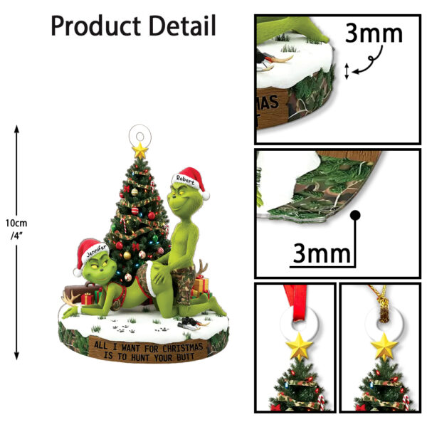 Personalized Naughty Green Monster Couple Christmas Ornament - Image 8