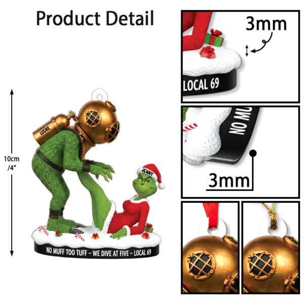Personalized Naughty Green Monster Couple Local 69 Christmas Ornament - Image 8