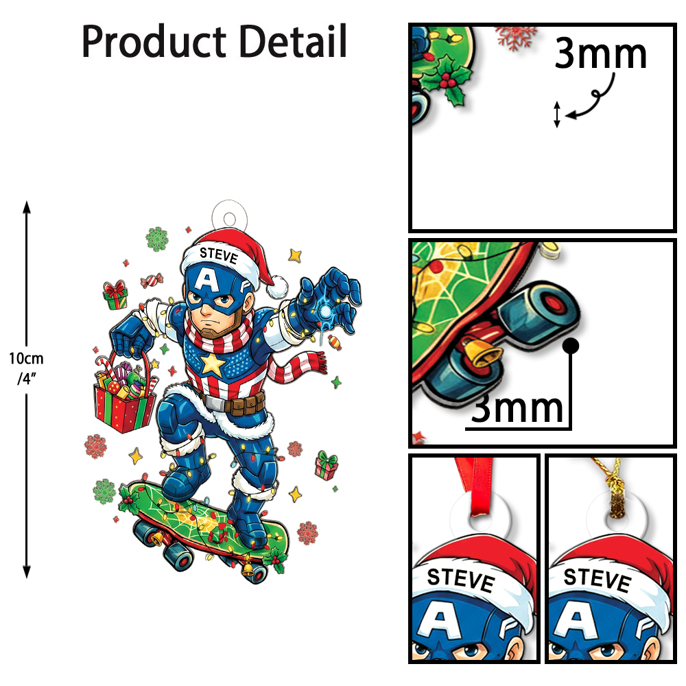 Personalized Captain America Christmas Ornament - Image 5