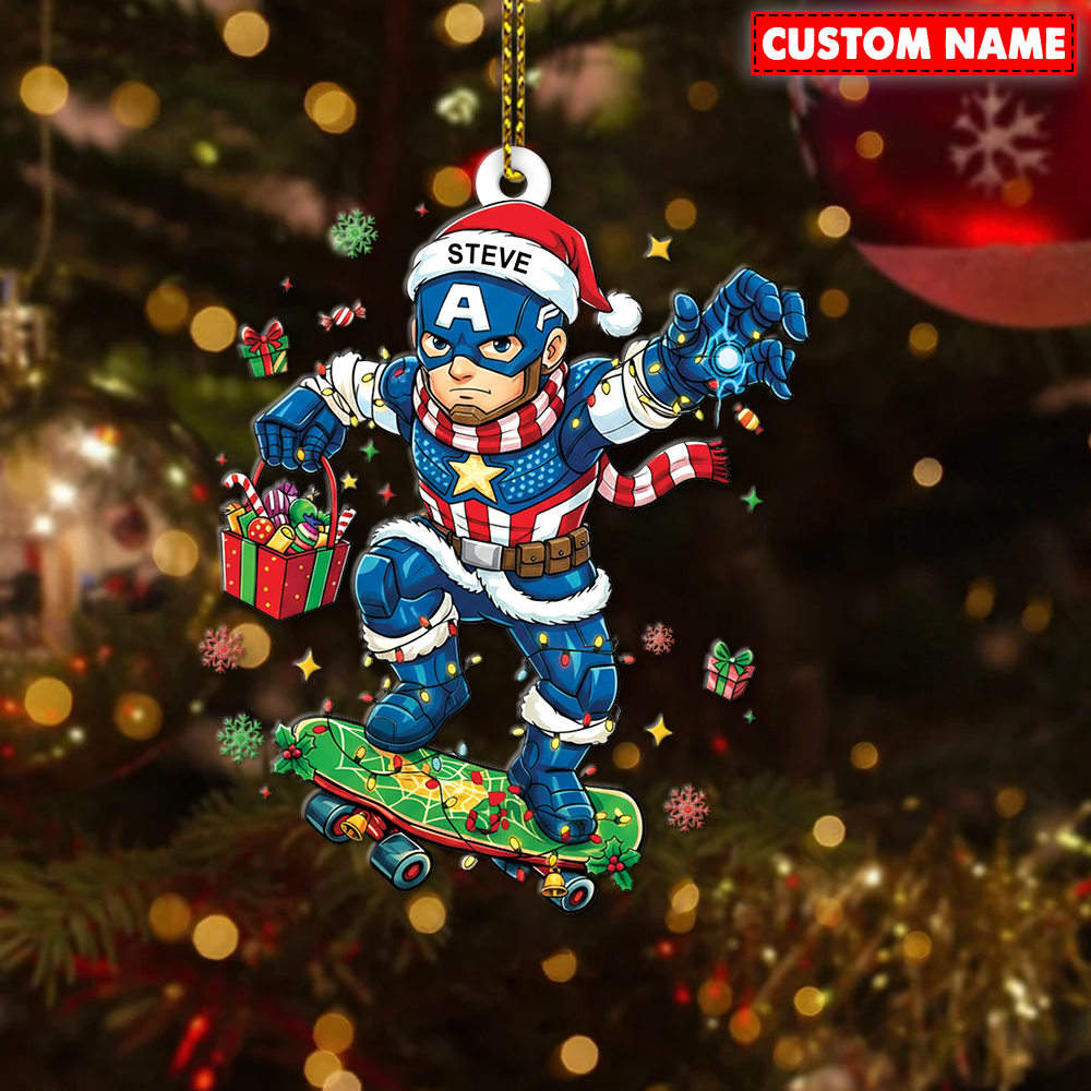 Personalized Captain America Christmas Ornament - Image 4