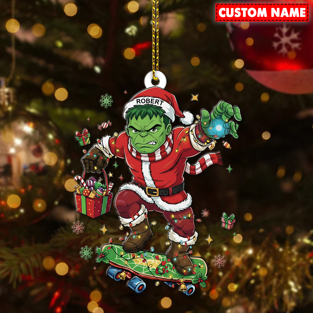 Personalized Hulk Christmas Ornament - Image 4
