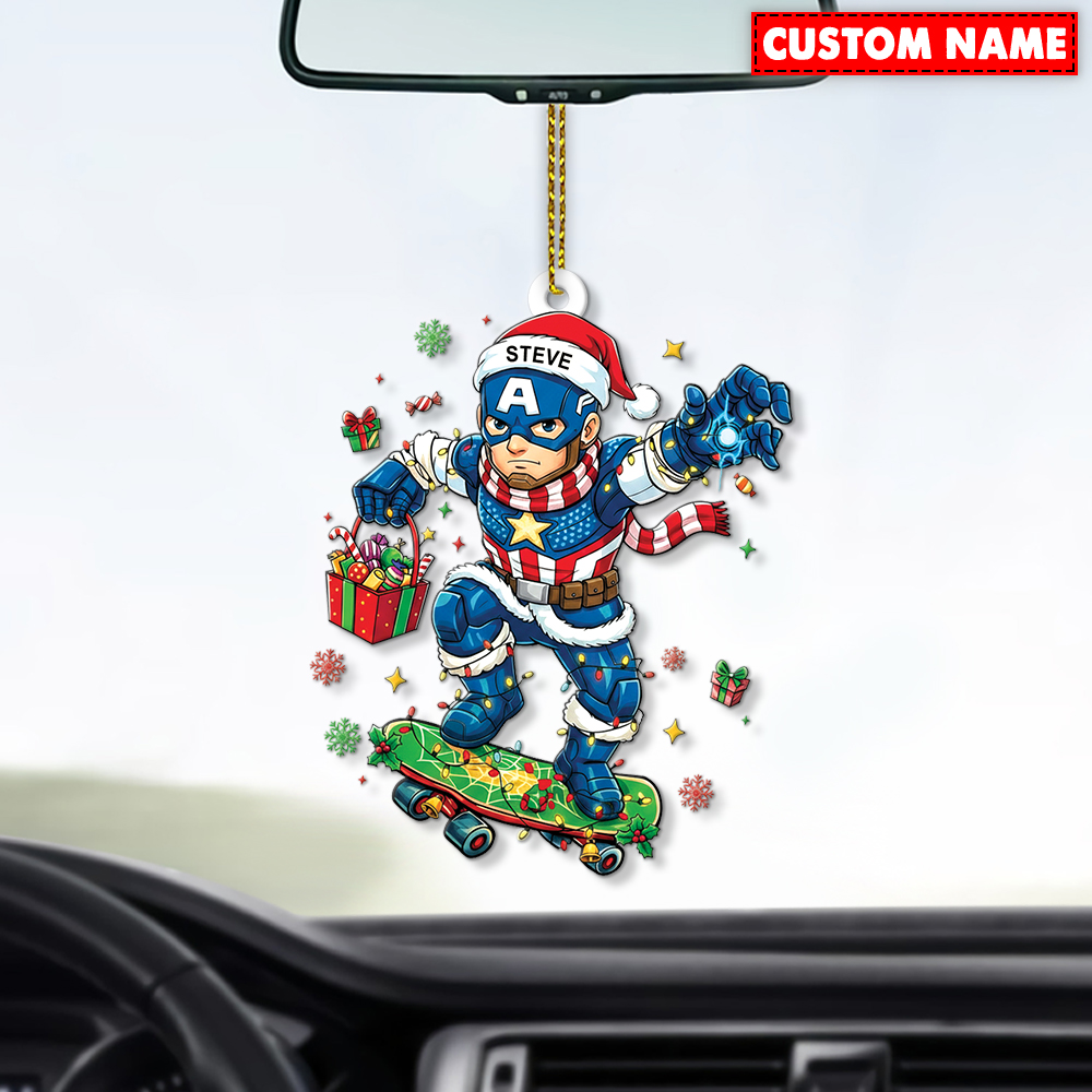 Personalized Captain America Christmas Ornament - Image 3
