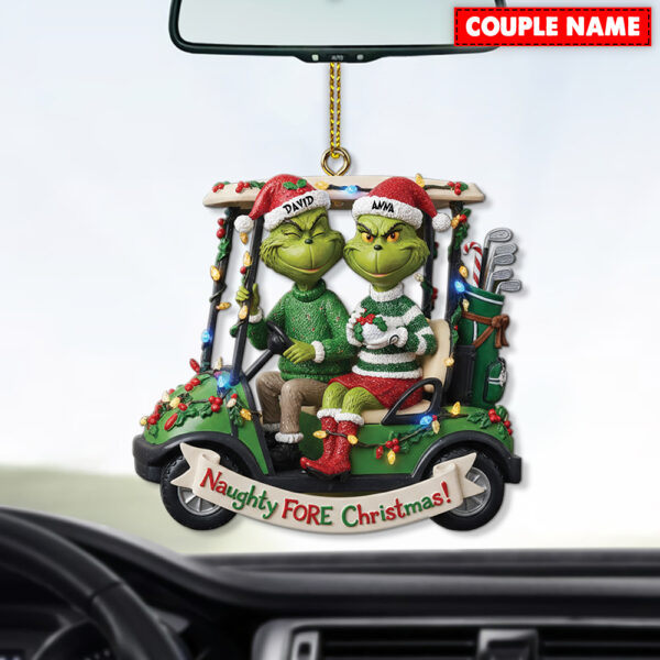 Personalized Golf Grinch Couple Naughty Christmas Ornament - Image 5