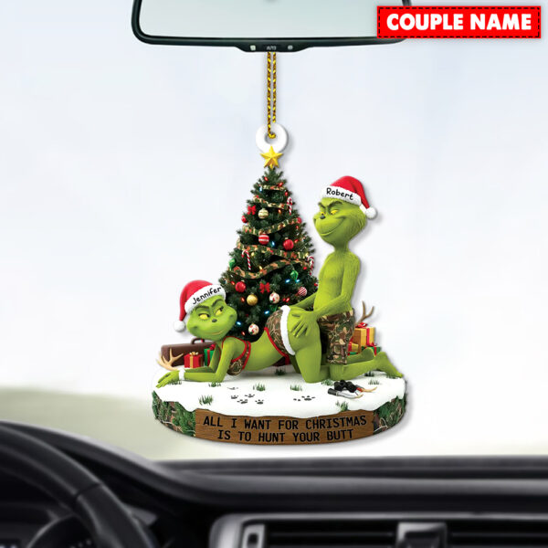 Personalized Naughty Green Monster Couple Christmas Ornament - Image 6