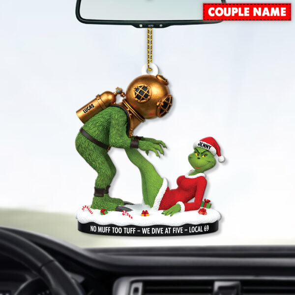 Personalized Naughty Green Monster Couple Local 69 Christmas Ornament - Image 6