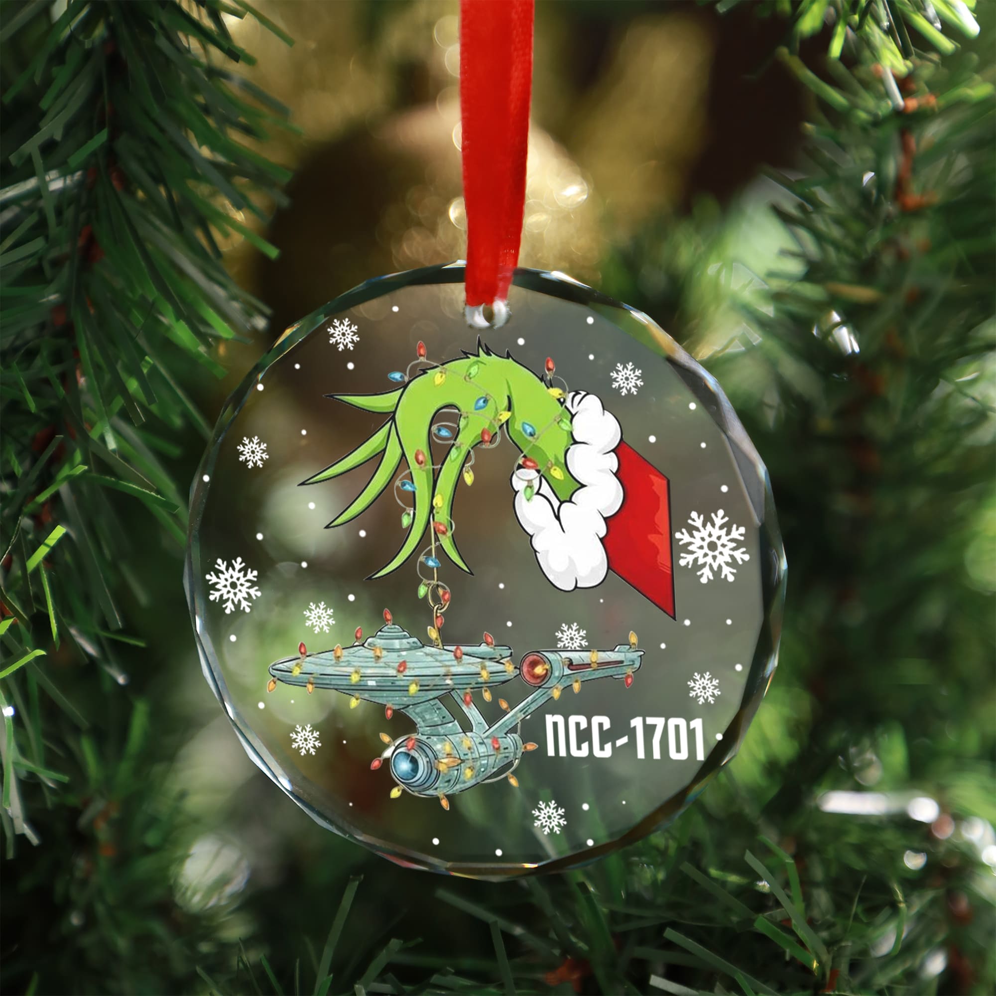 Star Trek NCC-1701 Christmas Round Glass Ornament - Image 2