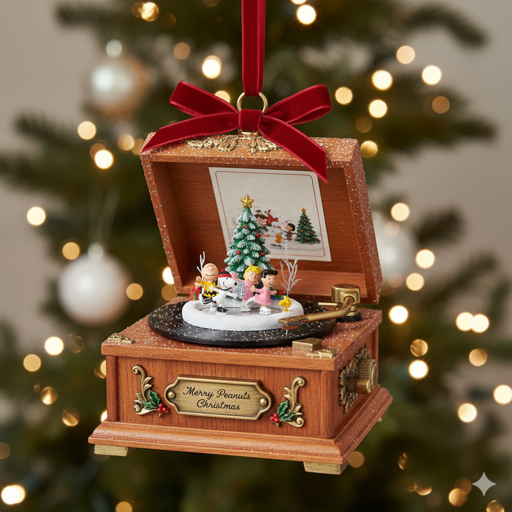 Snoopy Merry Peanuts Christmas Record Player Christmas Ornament - Image 4
