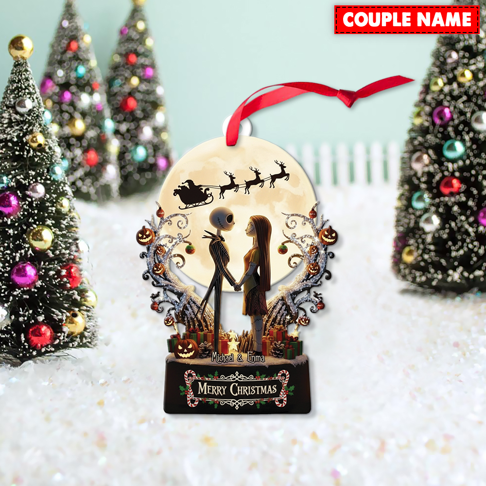 Personalized The Nightmare Before Christmas Couple Jack And Sally Christmas Ornament - Image 3