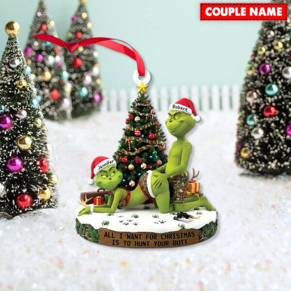 Personalized Naughty Green Monster Couple Christmas Ornament - Image 5