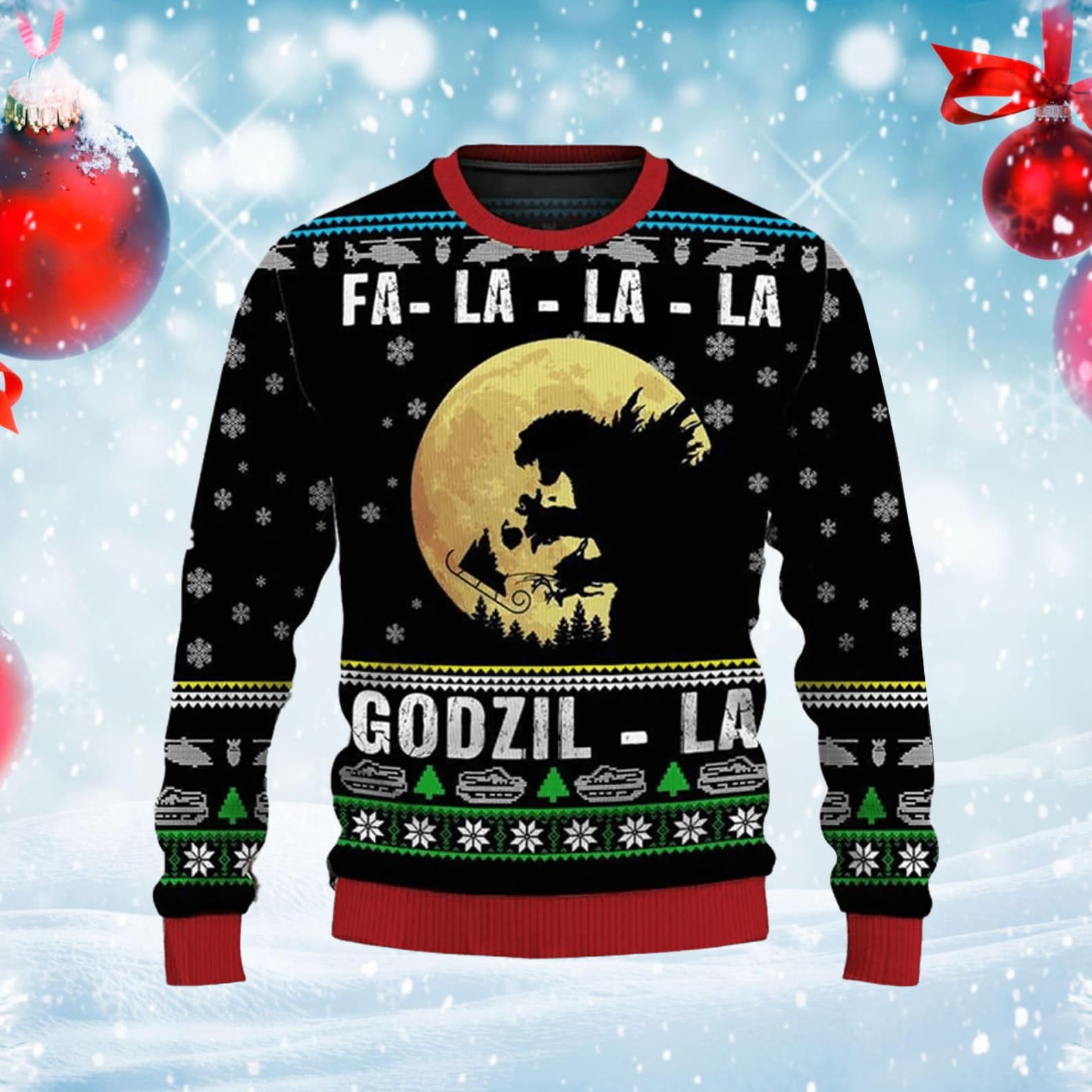 Godzilla Fa-la-la-la Christmas Knitted Sweater - Image 2