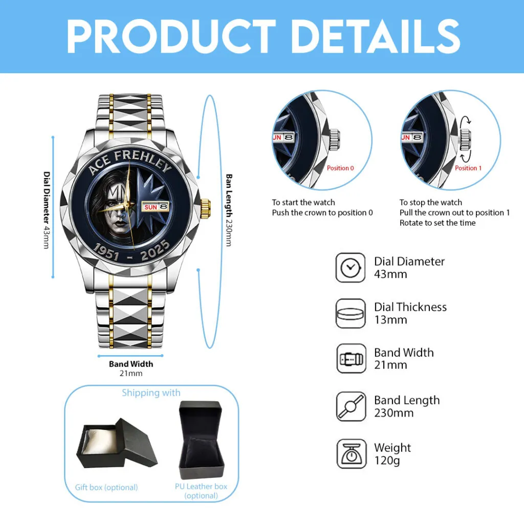 KISS x Ace Frehley Alloy Luxury Quartz Watch – 116852 - Image 5