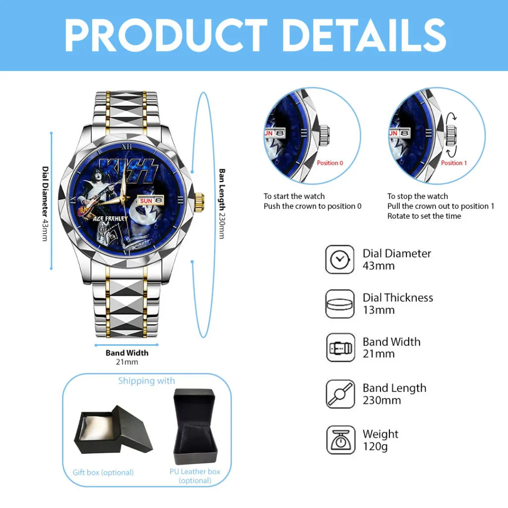 KISS x Ace Frehley Alloy Luxury Quartz Watch - 116872 - Image 5