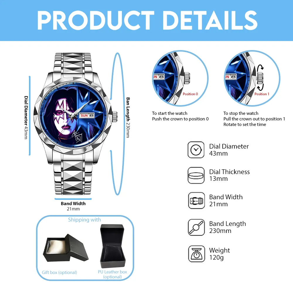 KISS x Ace Frehley Alloy Luxury Quartz Watch- THK 116825 - Image 4