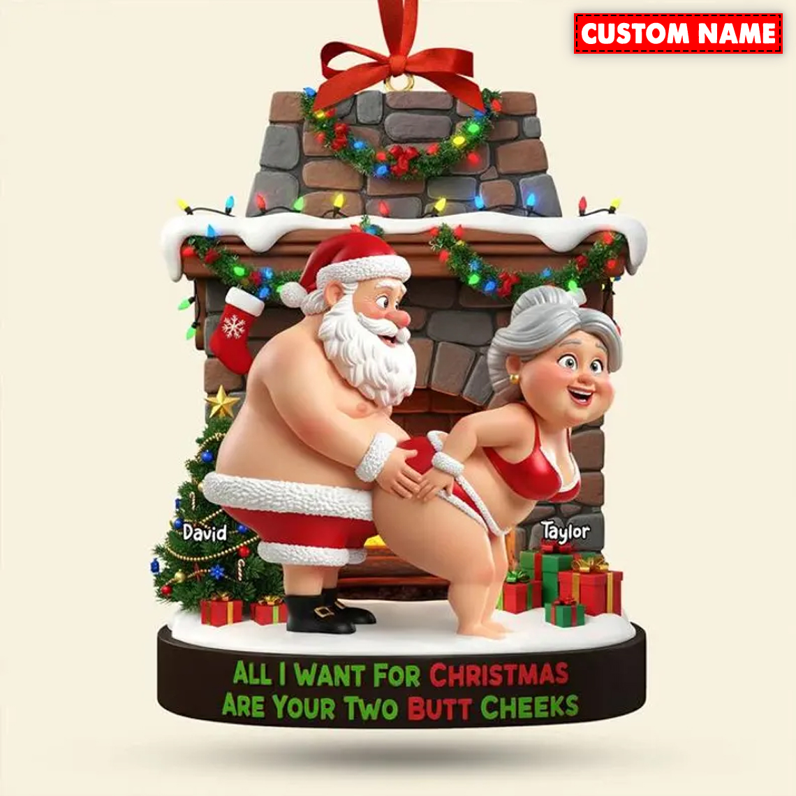 Personalized Naughty Santa Claus Couple Christmas Ornament 115419 - Image 4