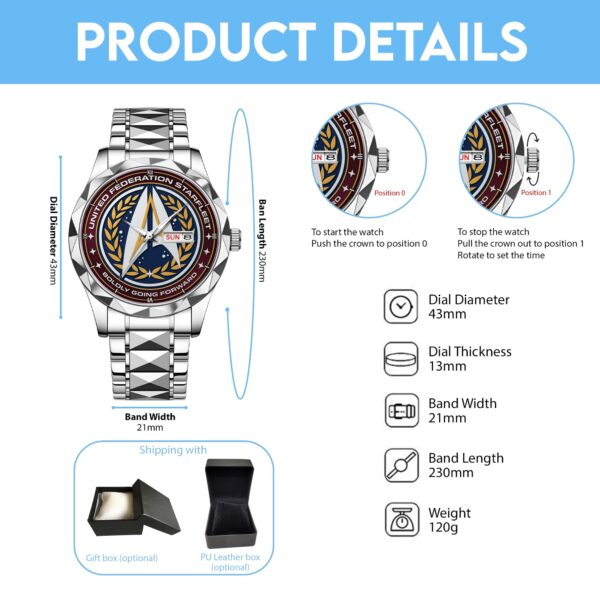 United Federation Starfleet Boldly Going Forward Alloy Luxury Quartz Watch - Image 7