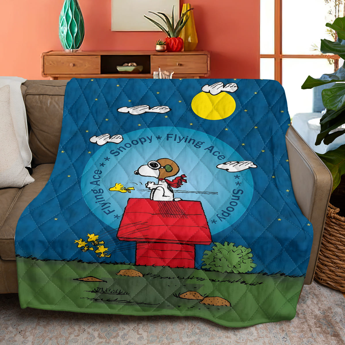 Snoopy Flying Ace Quilt Blanket