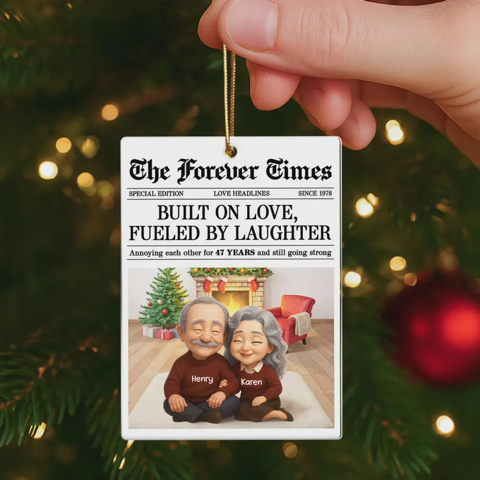 Personalized The Forever Times Couple Growing Old Together Christmas Ornament - Image 3