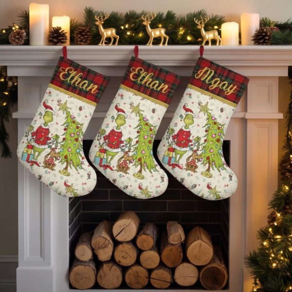 Personalized Grinch Christmas Stocking - Image 2