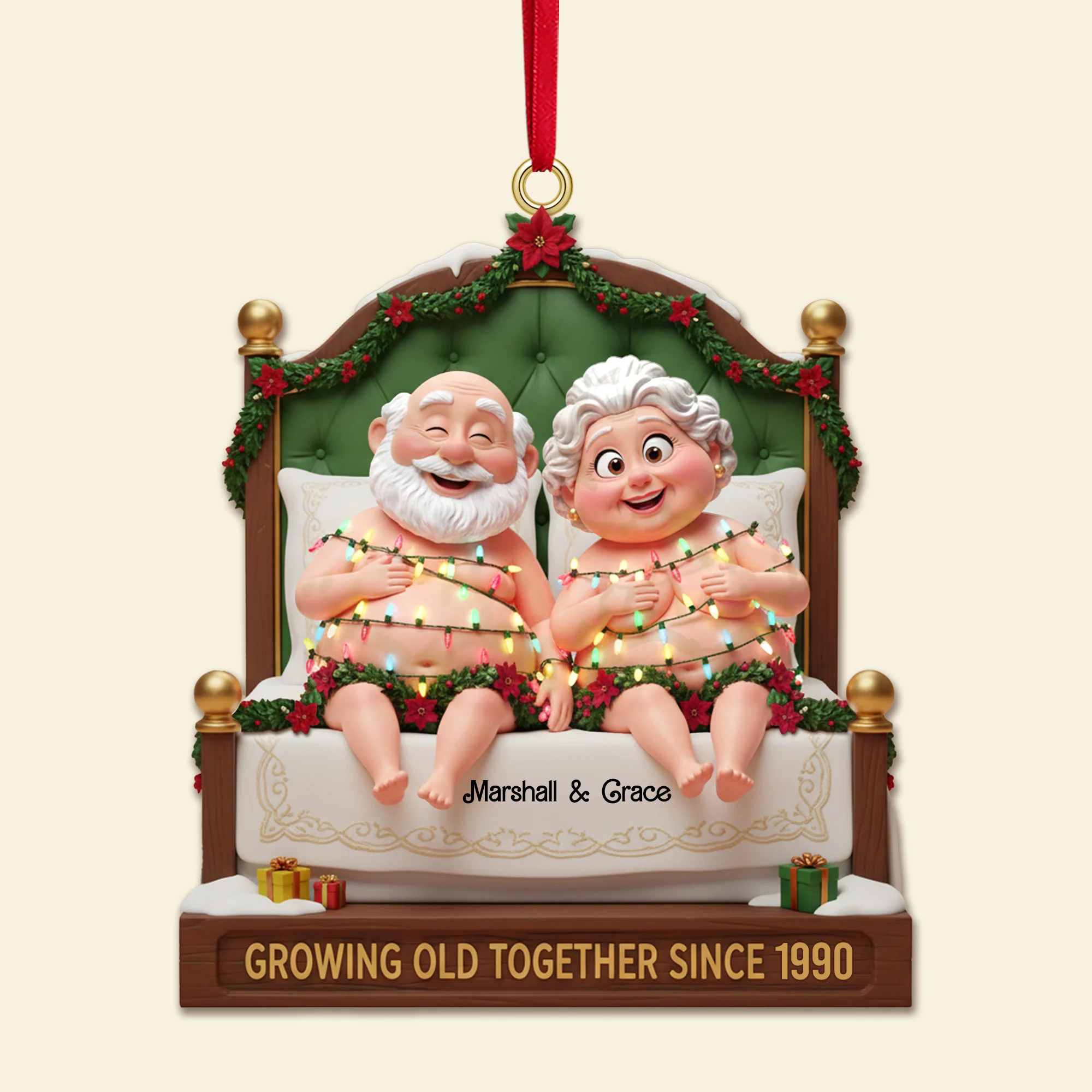 Personalized Gifts For Lovely Old Couple Christmas Ornament - Image 2