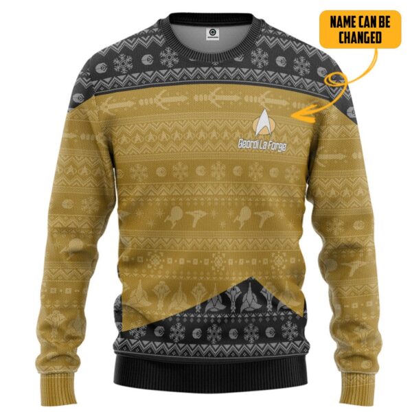 Star Trek The Next Generation 1987 Christmas Knitted Sweater - Image 3
