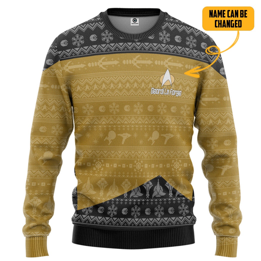 Star Trek The Next Generation 1987 Christmas Knitted Sweater - Image 3