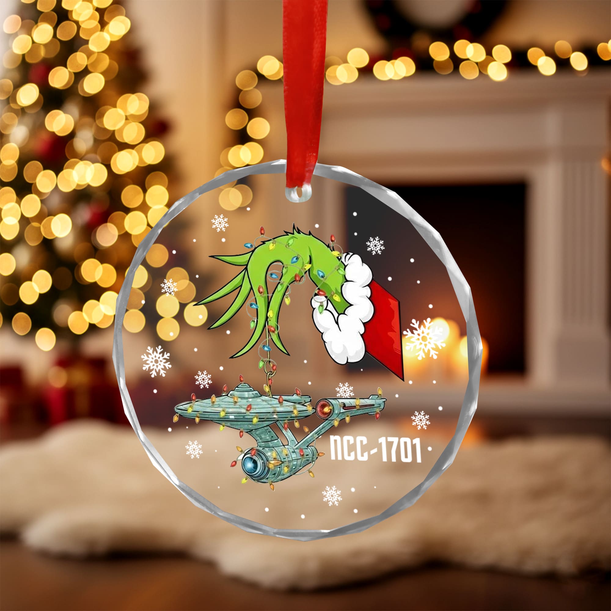 Star Trek NCC-1701 Christmas Round Glass Ornament - Image 4