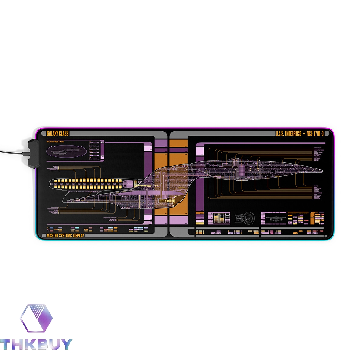 Galaxy Class - USS Enterprise-D LCARS Schematic LED Desk Mat - Image 5