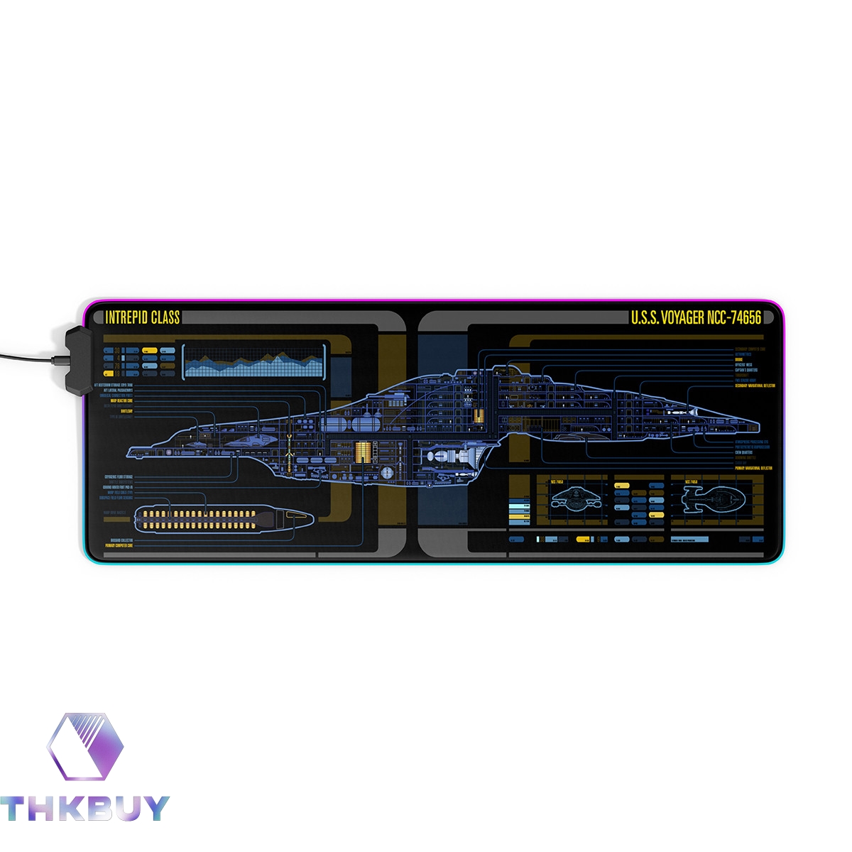 Intrepid Class - USS Voyager LCARS Schematic LED Desk Mat - Image 5