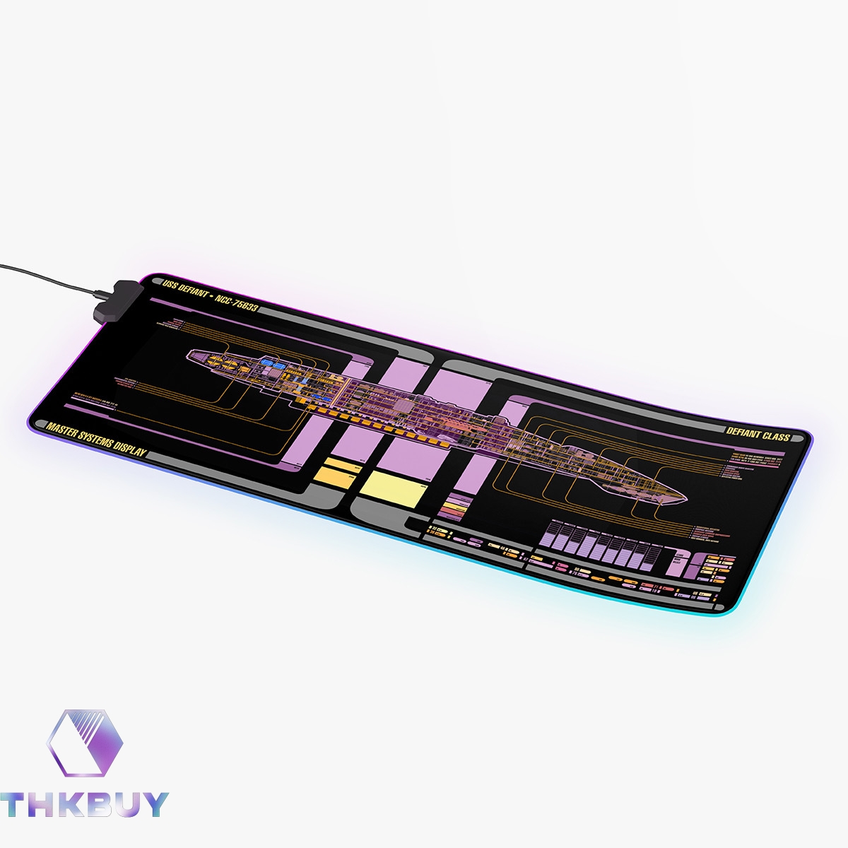 Defiant Class - USS Defiant NCC-75633 LCARS Schematic LED Desk Mat - Image 2