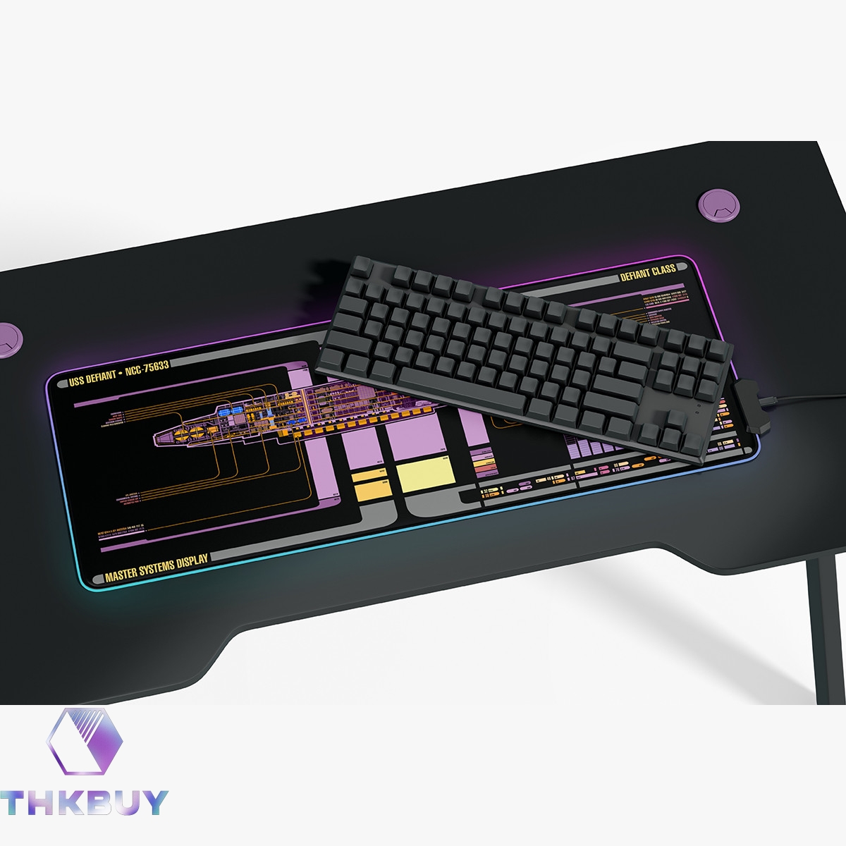 Defiant Class - USS Defiant NCC-75633 LCARS Schematic LED Desk Mat - Image 3