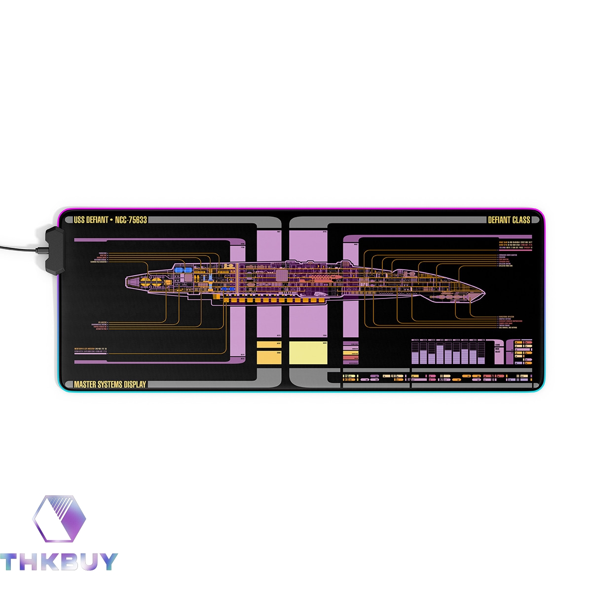 Defiant Class - USS Defiant NCC-75633 LCARS Schematic LED Desk Mat - Image 5