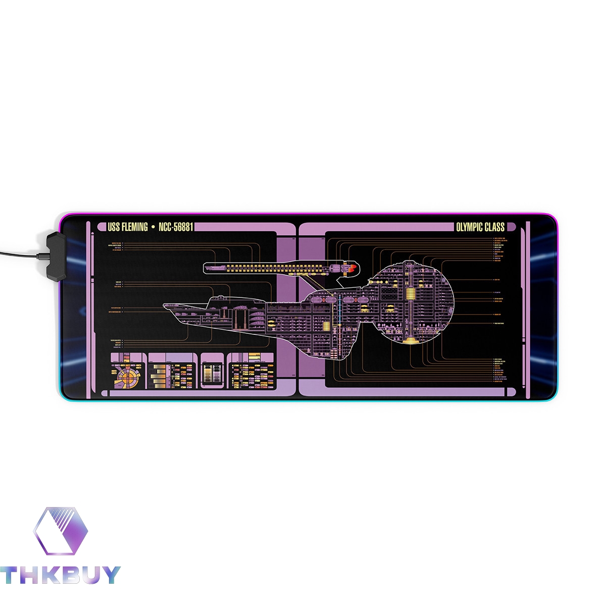 Olympic Class - USS Fleming LCARS Schematic LED Desk Mat - Image 5