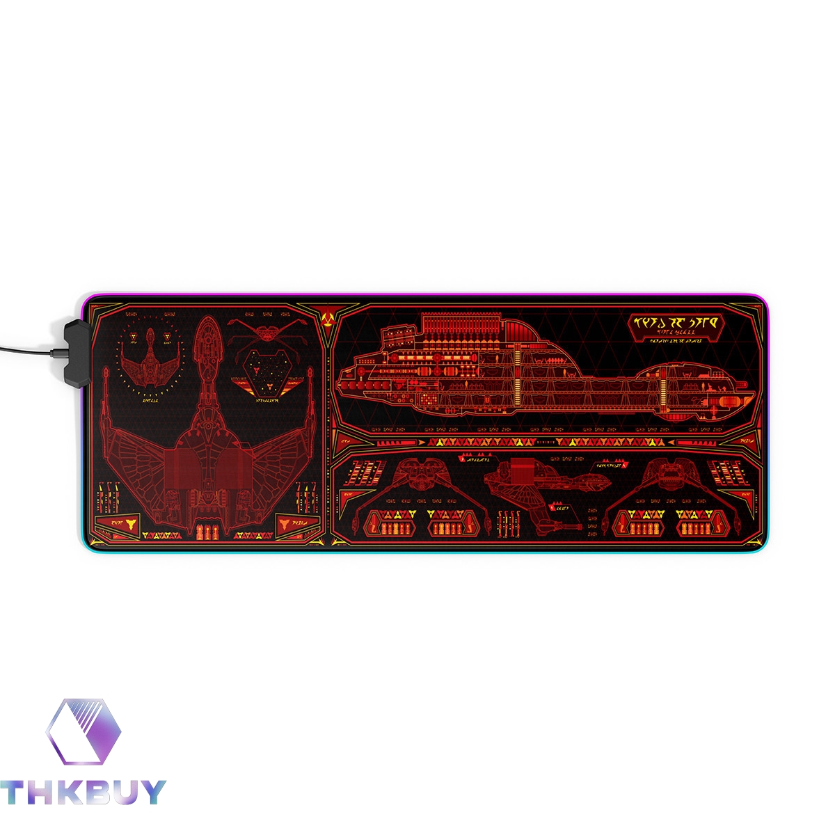 Klingon Bird of Prey - B'rel Class LCARS Schematic LED Desk Mat - Image 5