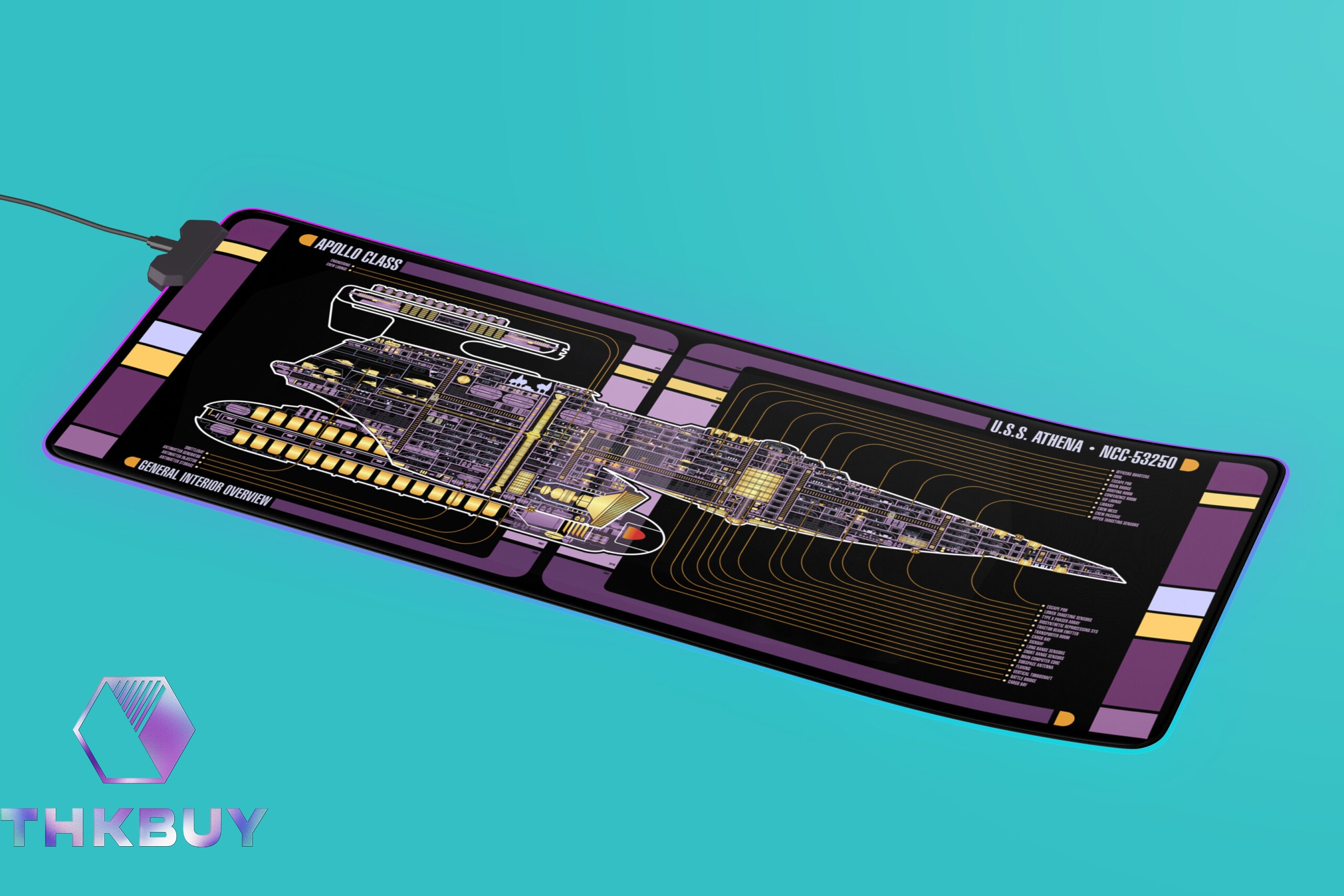 Apollo Class - U.S.S. Athena NCC-53250 LCARS LED Desk Mat - Image 2