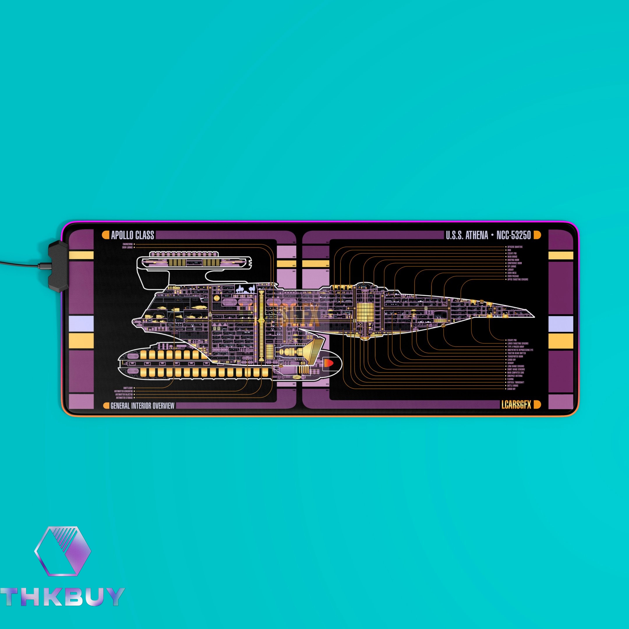 Apollo Class - U.S.S. Athena NCC-53250 LCARS LED Desk Mat - Image 4