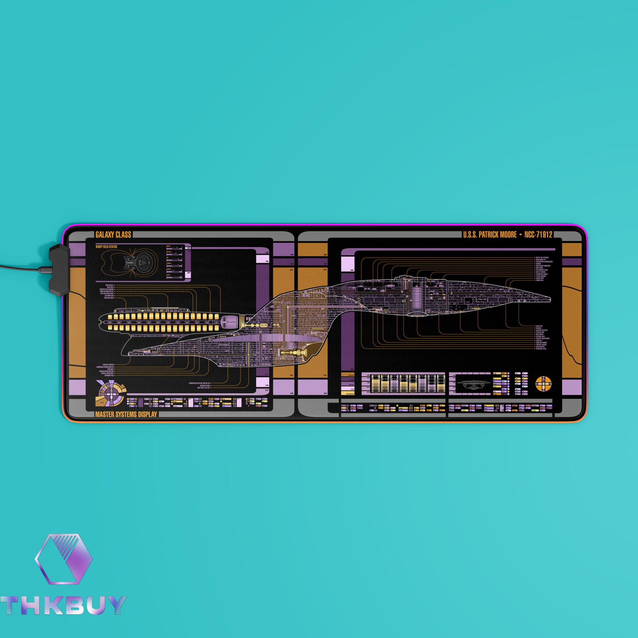 Galaxy Class - U.S.S. Patrick Moore NCC-71912 LCARS LED Desk Mat - Image 5