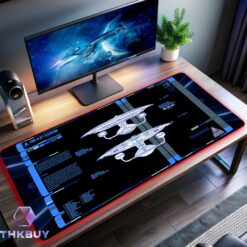 ST TNG Enterprise Fore And Aft Galaxy Class USS Enterprise NCC-1701-D LCARS LED Desk Mat